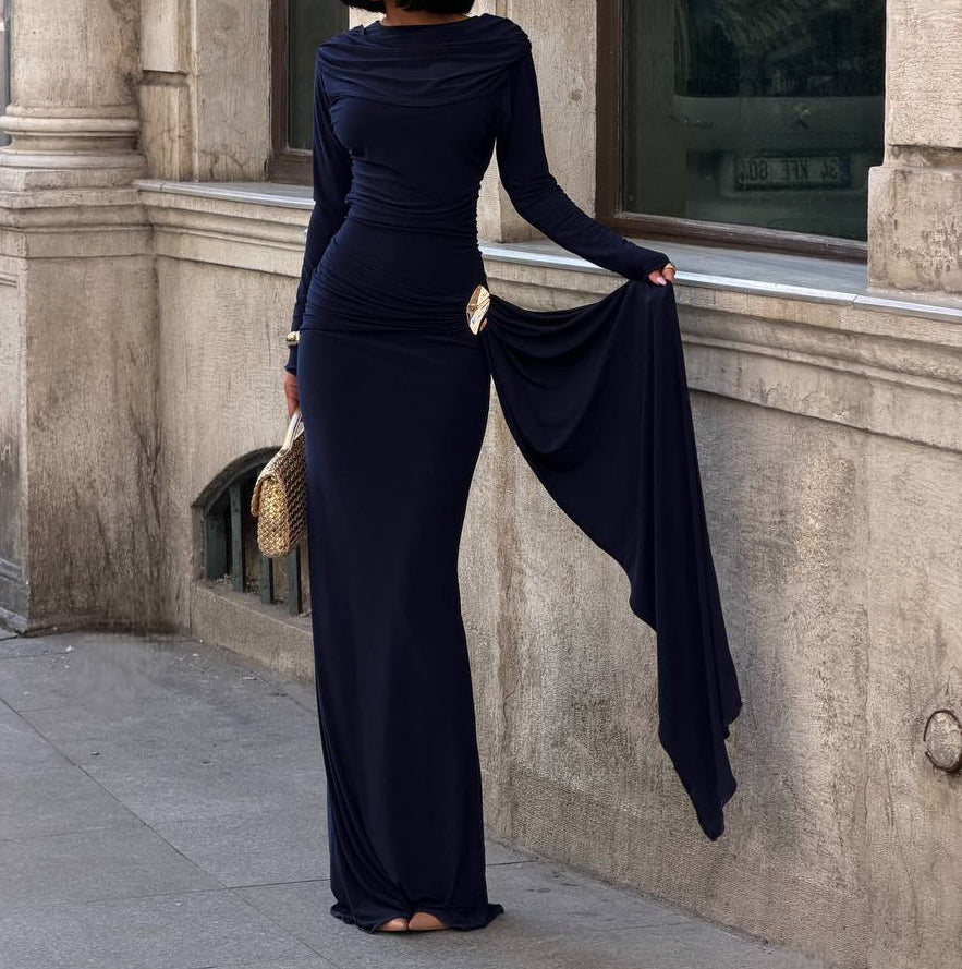 Elegantna maxi haljina sa drapiranim detaljem