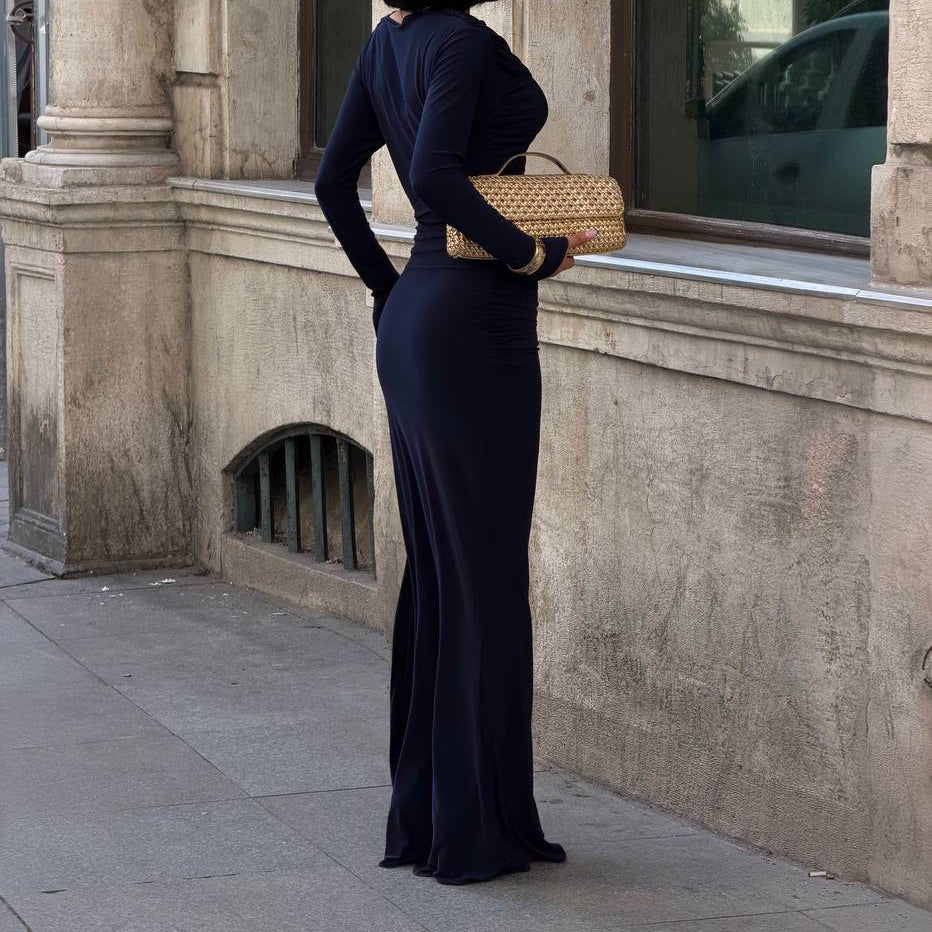 Elegantna maxi haljina sa drapiranim detaljem