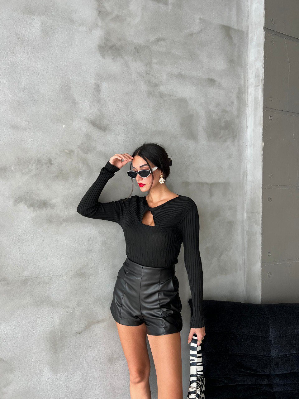 Rebrasta bluza sa preklopom 3125
